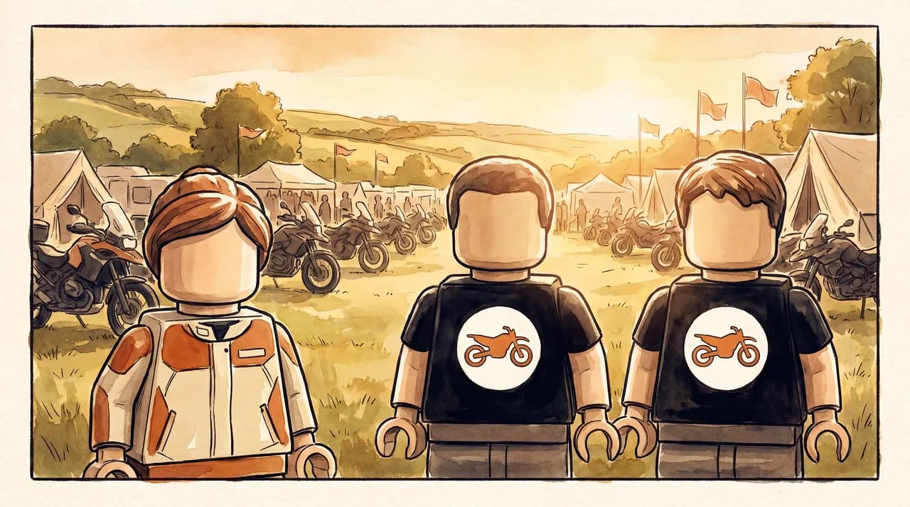 The two founders stand proudly while Mara realises there's something written on their shirts.