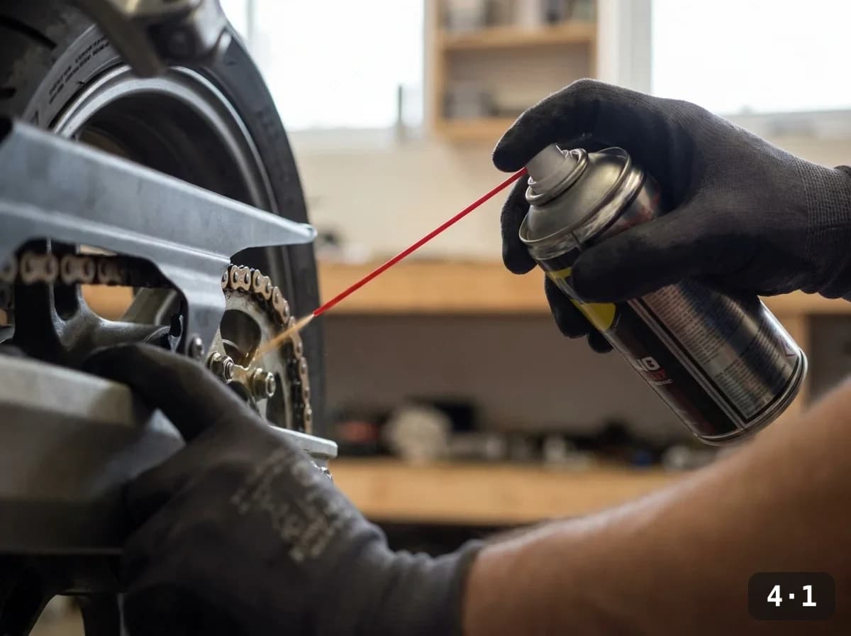 Lube onto the inner rollers, then wipe off excess.